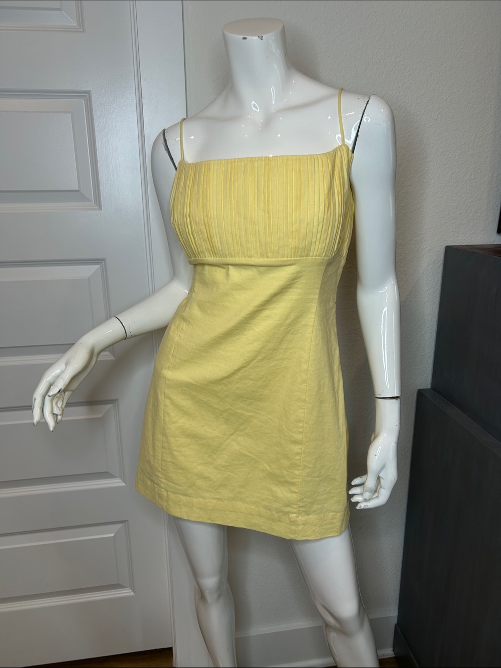 Maeve Lemon Yellow Spaghetti-Strap Mini Dress
